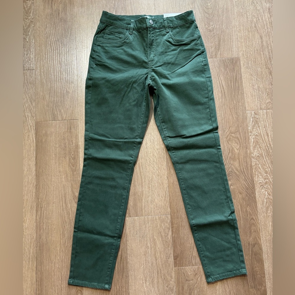 NWT Loft Green Mid Rise Skinny Jeans, Size 27